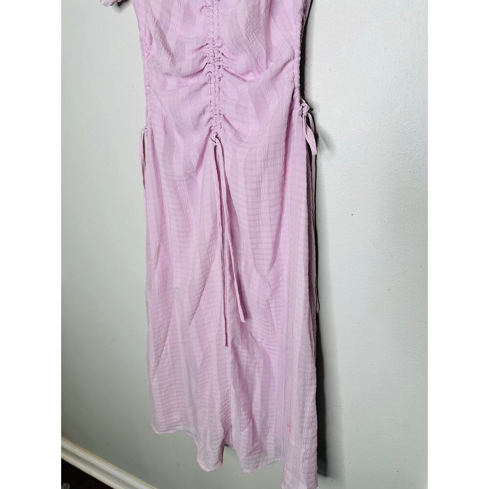 LOUNA Purple Hourglass Side Cutout Short Sleeve Ruched Middle Dress Size XS - Picture 7 of 13